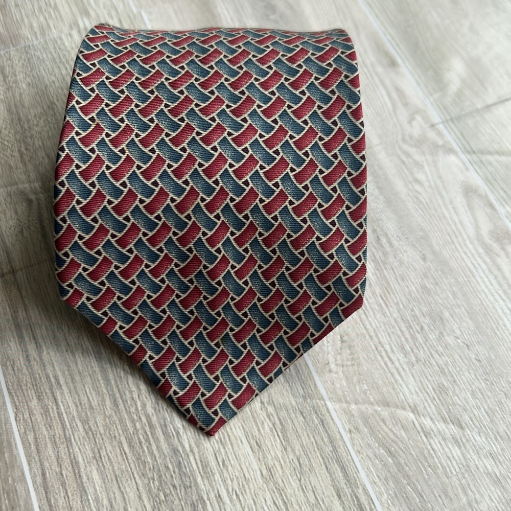 Christian Dior Red and Blue Silk Tie
